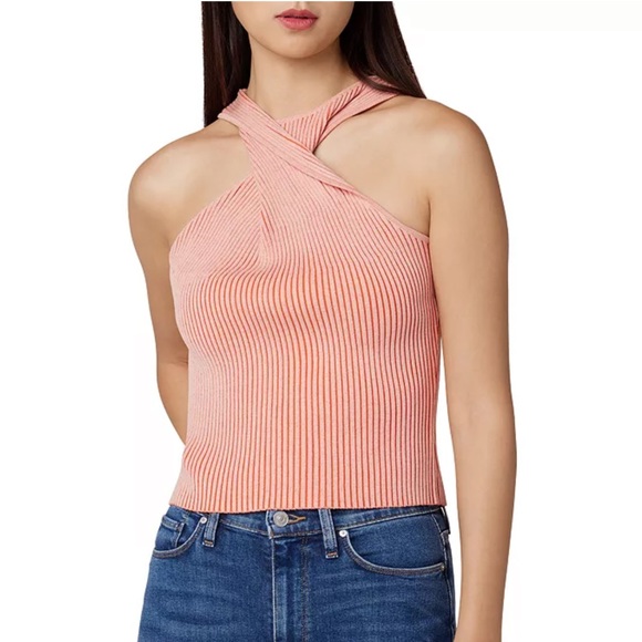 Hudson Jeans Tops - Hudson Twist Neck Ribbed Top Halter Watermelon Pink NWT MSRP $125
